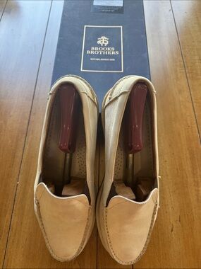 Brooks Brothers Cream Leather Penny Loafers